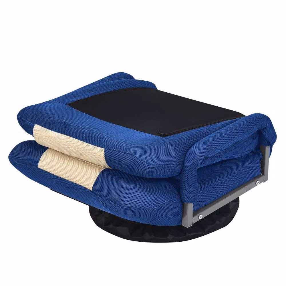 Costway Swivel Folding Floor Gaming Chair with 6-Position Adjustment in Navy Blue – 9