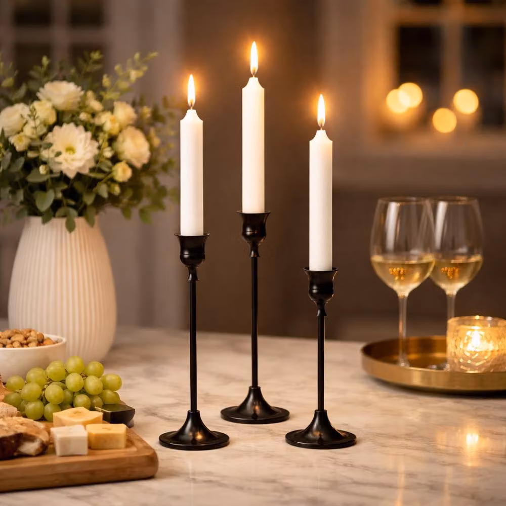 Marco Paul 3 Pack Black Metal Taper Candle Holders – 4