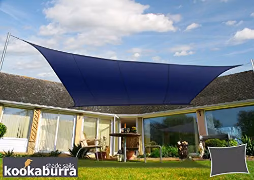 Kookaburra Blue Rectangular Water Resistant Garden Patio Sun Shade Sail Canopy, W: 300 cm, D: 200 cm – 2