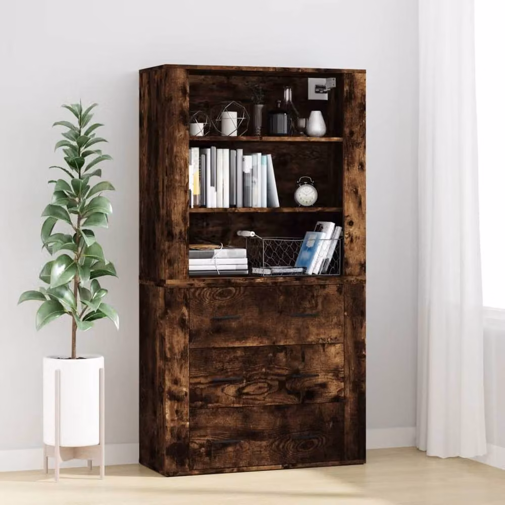 Berkfield Home Smoked Oak Highboard in Brown – 2