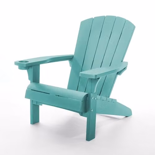 Keter Alpine Adirondack Garden Chair in Aqua Teal, Weatherproof Wood-Effect Outdoor Chair with Armrests – 1