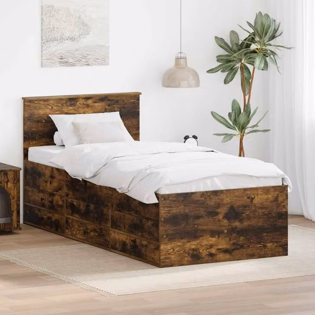 Berkfield Home Modern Manual Daybed in Smoked Oak and Black, W/D/H: 75 x 190 cm – 1