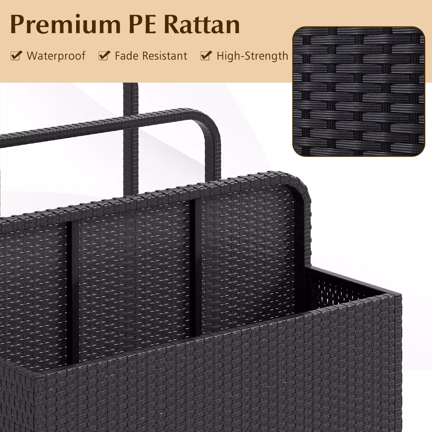 Costway Wicker Patio Pool Float Storage Organizer Caddy Basket in Black – 2