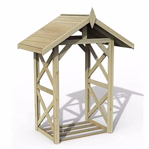 Forest Garden Medium Apex Wall Log Store in Brown Wood