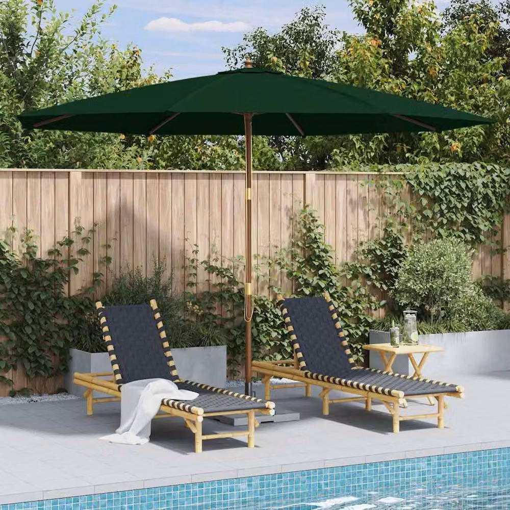 Berkfield Home Green Outdoor Parasol with Wooden Pole, 350 cm – 2