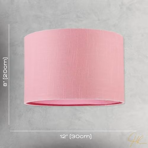 Happy Homewares Modern Candy Pink Textured Linen Fabric Circular Lamp Shade W: 30 cm, H: 20 cm – 3