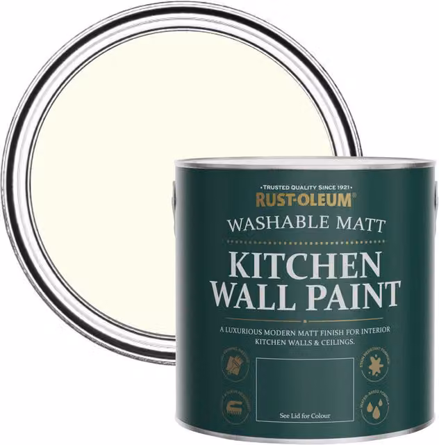 Rust-Oleum Matt White Kitchen Wall Paint, Mould Resistant, 2.5L