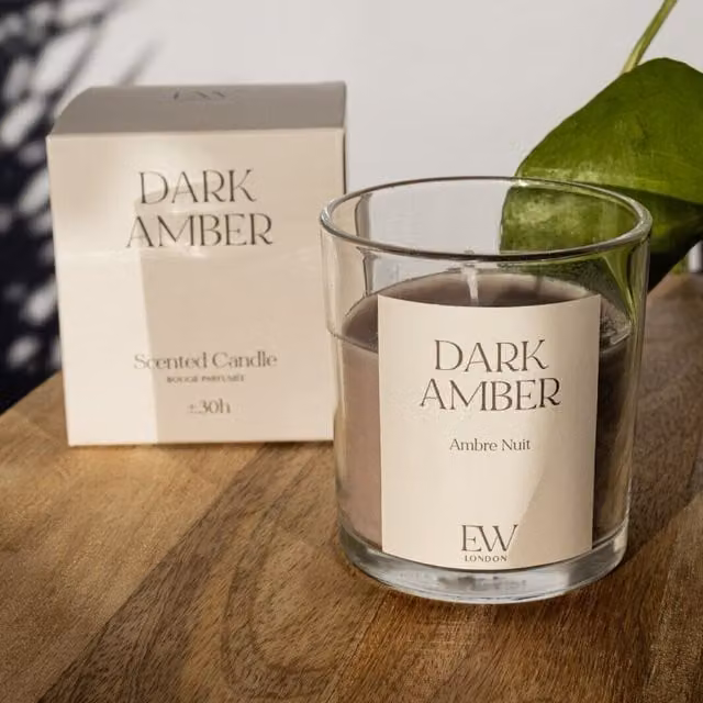 Marco Paul Dark Amber Scented Votive Candle in Grey Glass