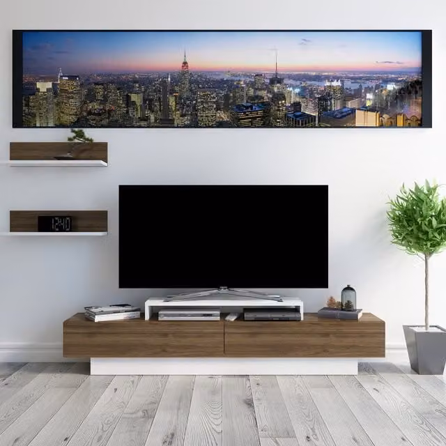 Decorotika Modern MDF TV Unit in White, Petrol or Brown, W: 180 cm