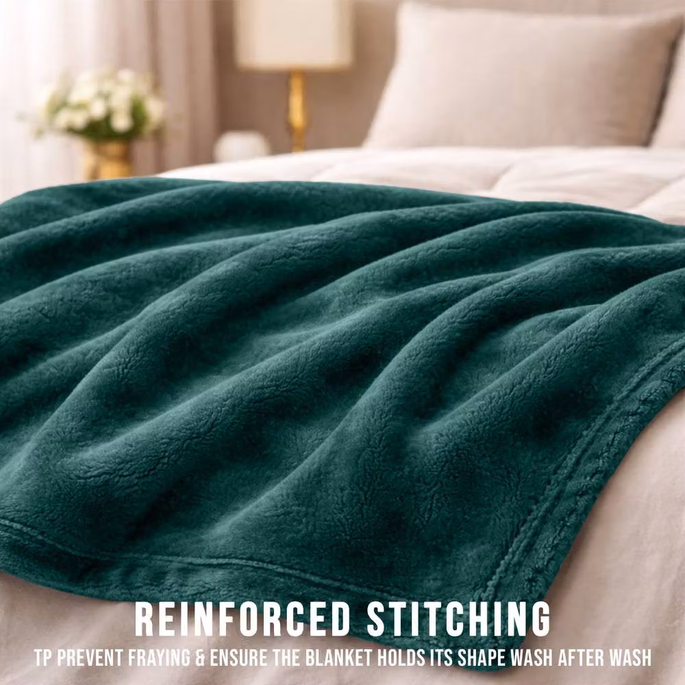 Pamposh Reversible Flannel Fleece Blanket in Green – 6
