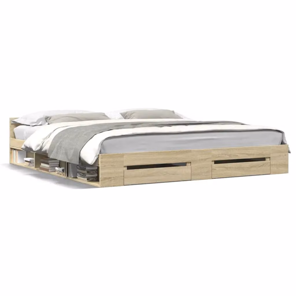 Berkfield Home Super King Bed Frame with Drawers in Sonoma Oak Brown, W/D/H: 180 x 200 cm – 2