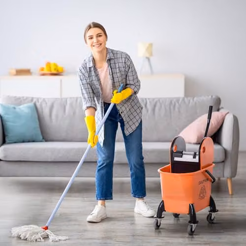 HOMCOM 26L Mop Bucket with Wringer and Wheels in Orange – 2