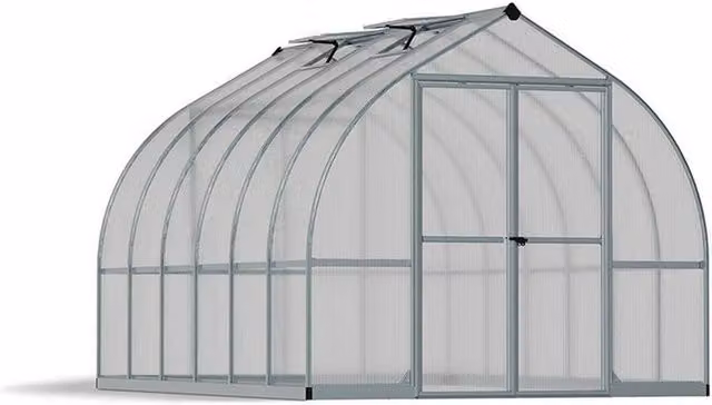 Palram Bella Polycarbonate Greenhouse in Silver, W: 244 cm, H: 219 cm