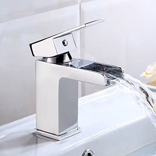Nes Home Waterfall Cloakroom Basin Mono Mixer in Metallic Silver – 1