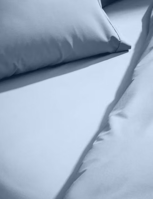 M&S Egyptian Cotton 230 Thread Count Percale Deeper Fitted Sheet, Light Wedgewood, 200 x 200 cm