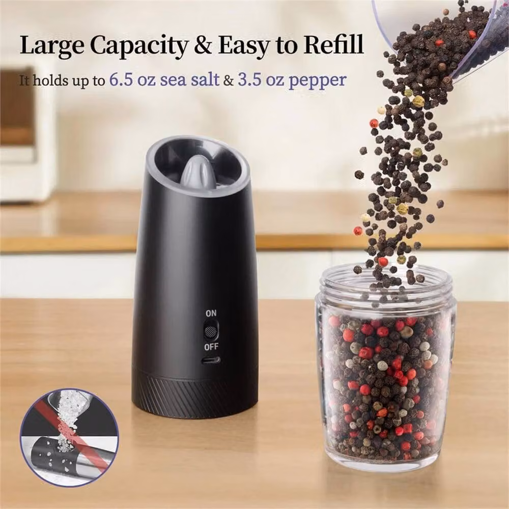 Nordara Set of 2 Rechargeable Electric Salt and Pepper Grinders in Black – 4
