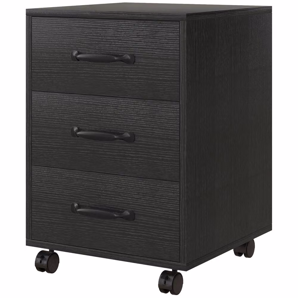 STILVORA 3 Drawer Storage Cabinet with Castors, Black – 5