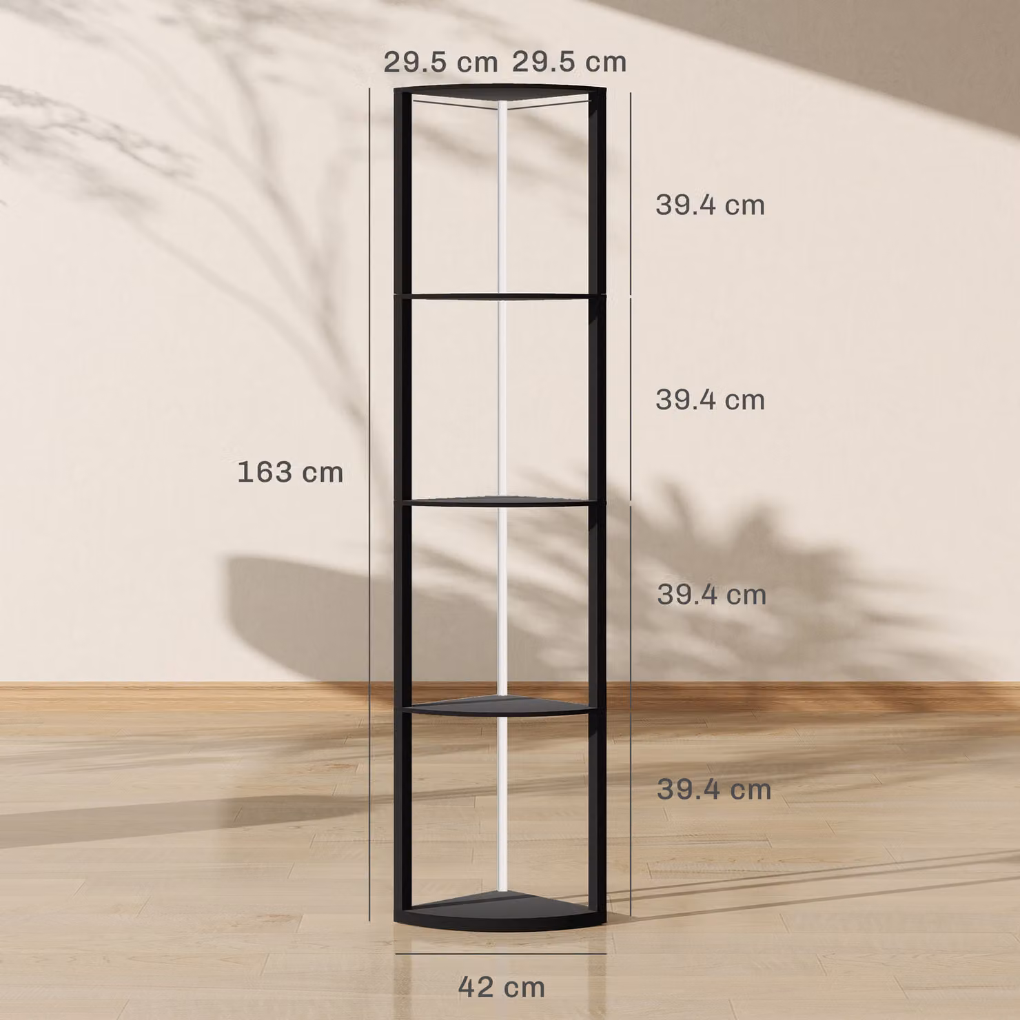 HOMCOM RGB LED Floor Lamp with 4-Tier Shelves and Remote Control, Black, H 163 x W 42 x D 29.5 cm – 3