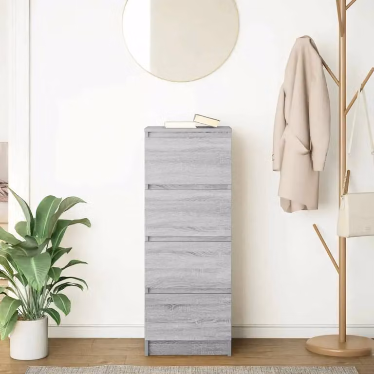 Berkfield Home Grey Sonoma Sideboard in Engineered Wood, W/D/H: 37.5 x 35 x 99 cm