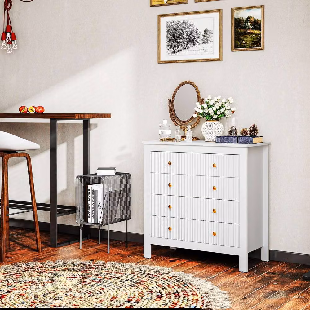 Wyld Haus Vedise 5 Drawer Chest of Drawers in White and Gold – 4