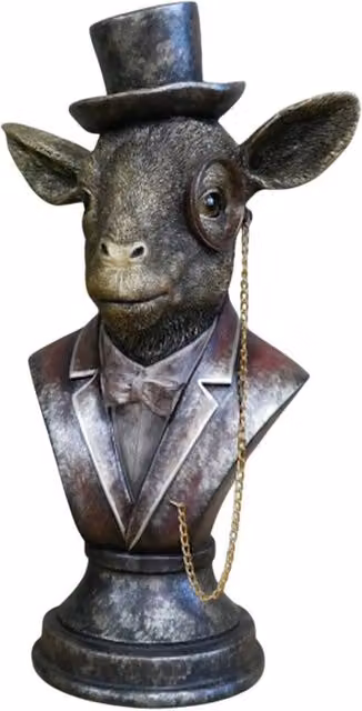 Gifts Direct 2 U Bronze Goat Bust Ornament with Monocle and Top Hat, H 35.0 cm x W 15.0 cm x D 15.0 cm – 4