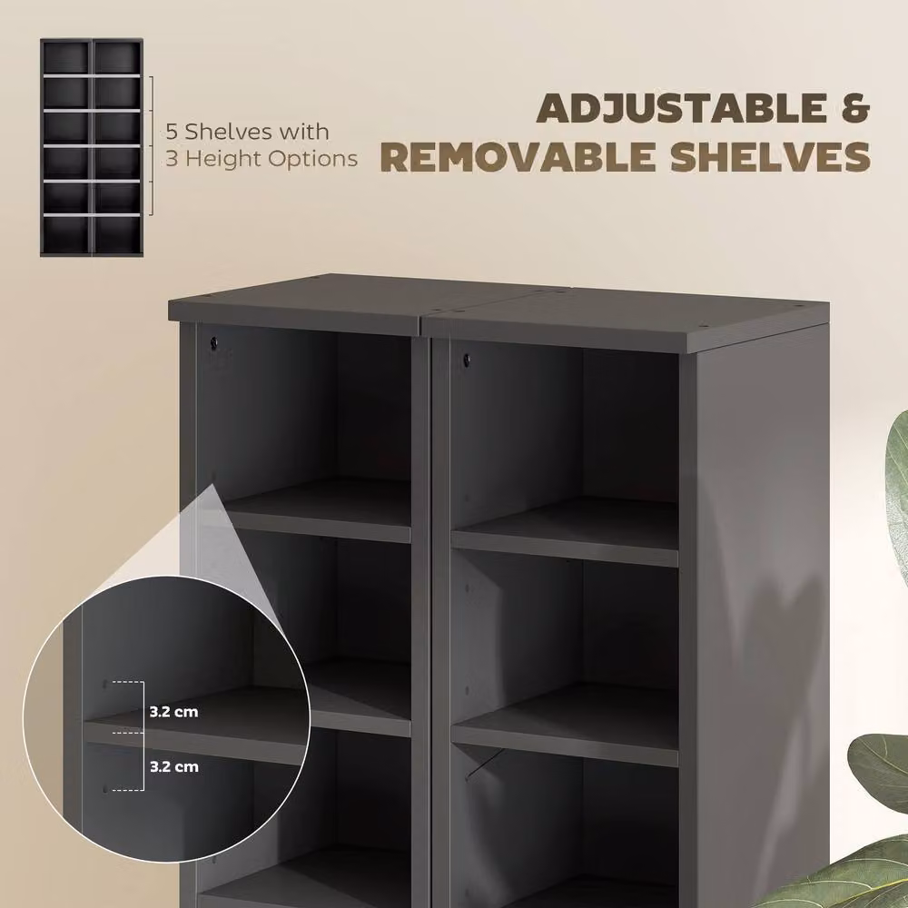 STILVORA Set of 2 Black CD Storage Units with Adjustable Shelves – 6