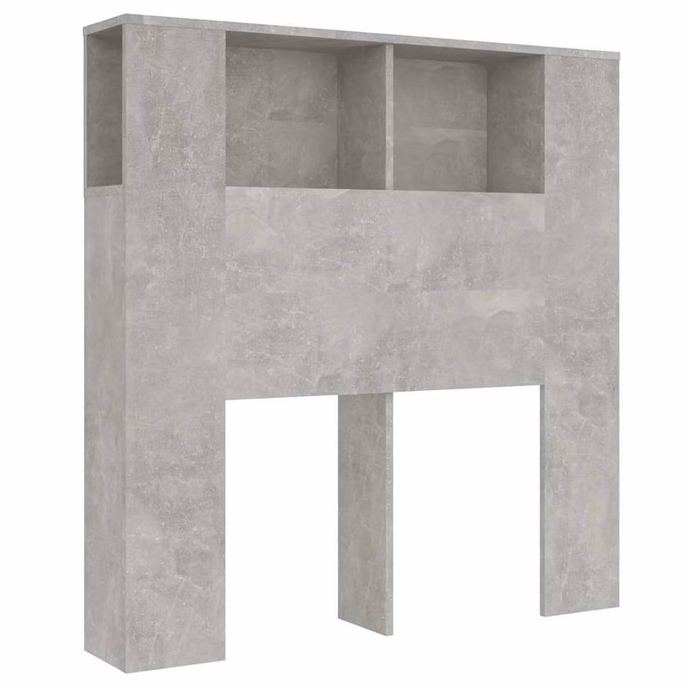 Berkfield Home Modern Headboard Cabinet in Concrete Grey with Integrated Bedside Shelf, W: 100 cm, D: 18.5 cm, H: 104.5 cm – 2