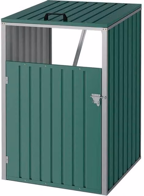 NESTLUNE Triple Wheelie Bin Storage Metal Cover in Green, W: 100 cm, D: 15 cm, H: 15 cm