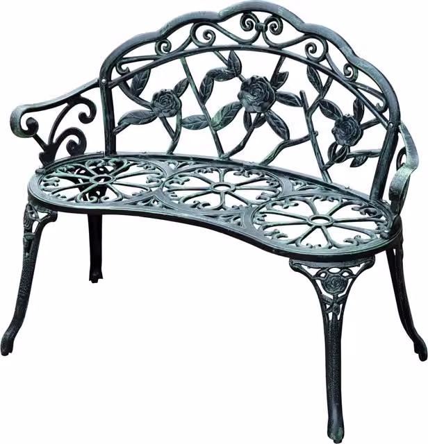 Outsunny Antique Rose Style Powder Coated Aluminium Garden Bench in Green