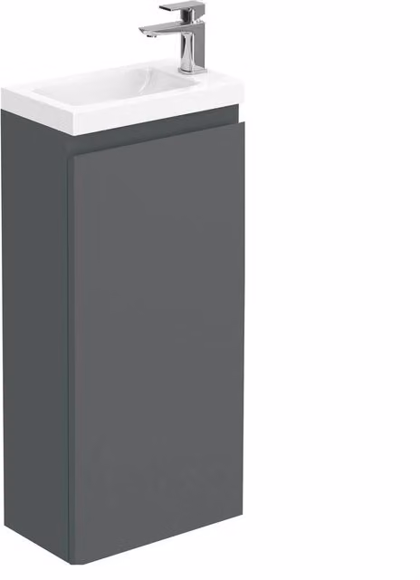 Balterley Matt Grey Freestanding Vanity Basin Unit with Hinged Doors and Internal Shelves, W: 40 cm, H: 85 cm