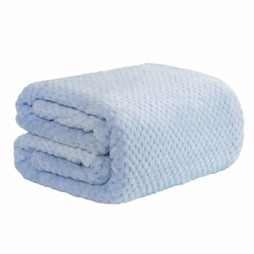 OHS Blue Waffle Fleece Faux Fur Throw, W/D/H: 150 x 200 cm – 1