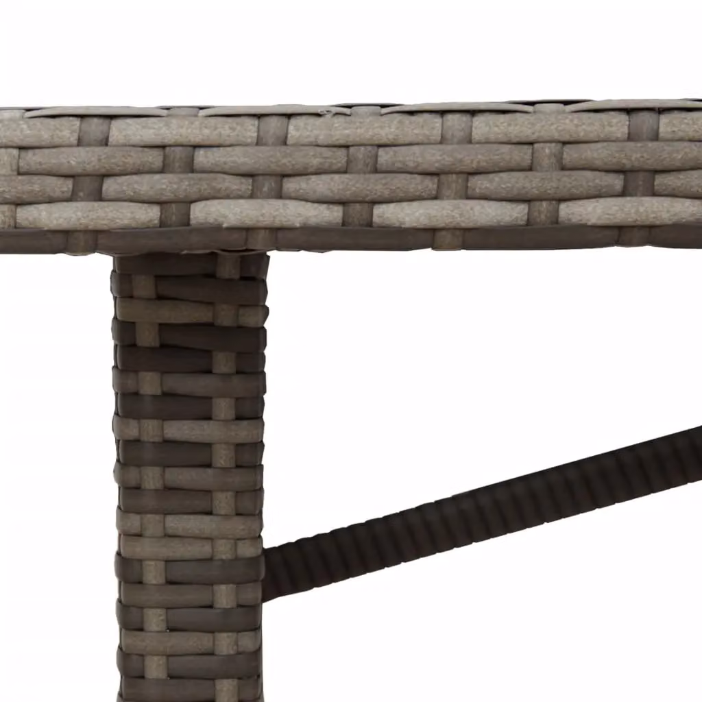 Berkfield Home Modern Garden Table with Grey Poly Rattan and Acacia Wood Top, W/D/H: 190 x 80 x 75 cm – 4