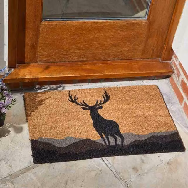 Stag Heavy Duty Coir Door Mat by Garden Mile in Brown, Black or Grey