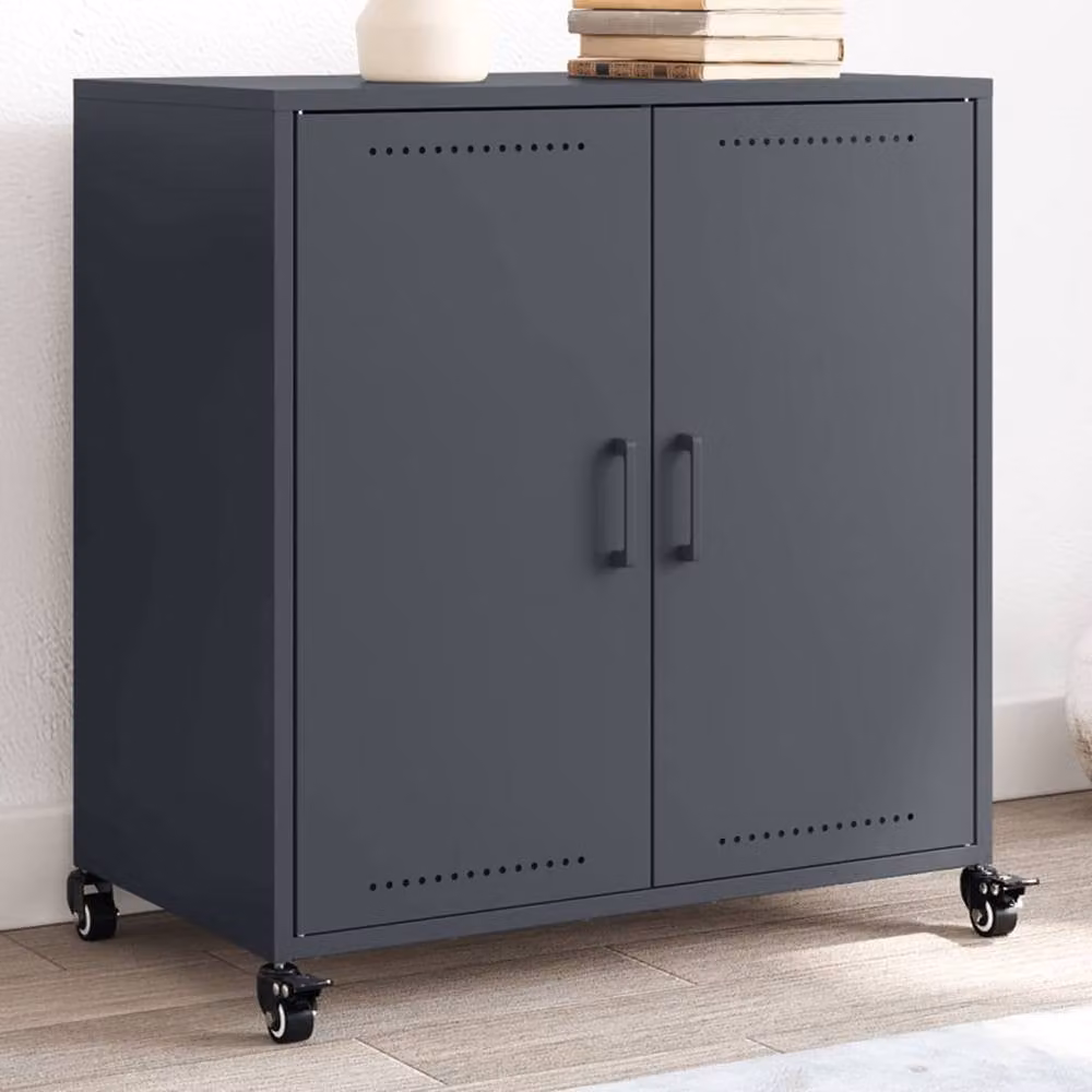 Berkfield Home Anthracite Metal Sideboard in Charcoal, W/D/H: 68.5 x 39 x 72 cm – 2