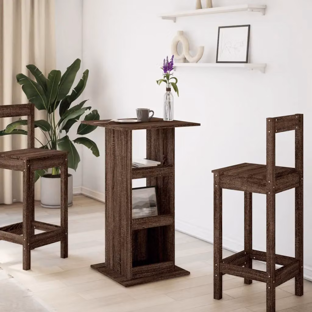 Berkfield Home Bar Table with Storage in Brown Oak, W/D/H: 60 x 60 x 102 cm – 3