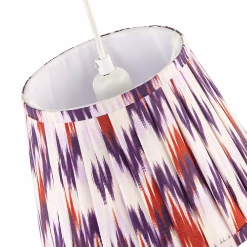 Happy Homewares Purple and Multicolour Pleated Cotton Fabric Cylinder Lamp Shade, W/D/H: 18 x 18 x 25 cm – 2