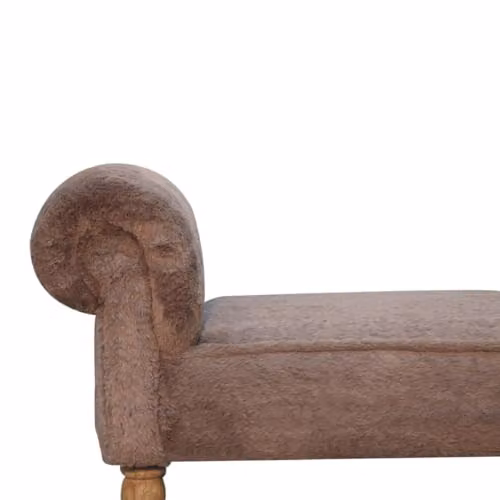 Adorable Lifestyle Modern Mango Wood Bedroom Bench with Brown Faux Fur Fabric – 5