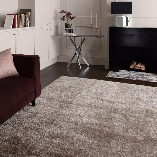 FurnitureboxUK Selby Shaggy Rug in Taupe, W: 230 cm, D: 160 cm
