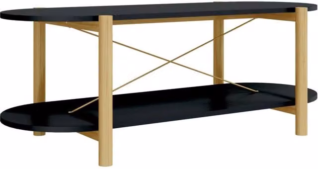Berkfield Home Black Oval Coffee Table in Engineered Wood, W/D/H: 110 x 48 x 40 cm