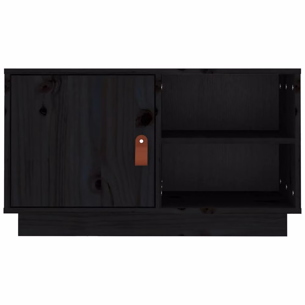 Berkfield Home Black Rustic Solid Wood Pine TV Cabinet W/D/H: 70 x 34 x 40 cm – 4