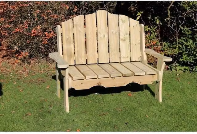 Alton Manor Wooden Garden Bench in Brown, W/D/H: 150 x 70 x 55 cm – 1