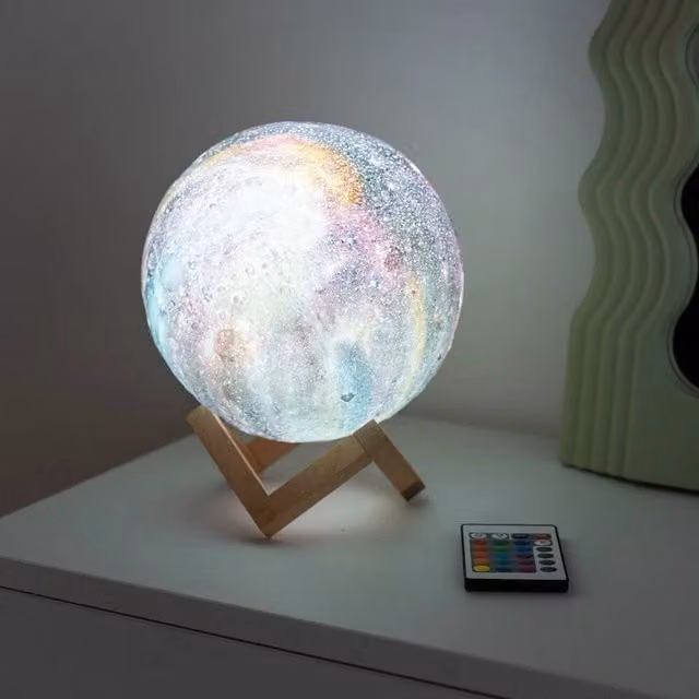 EONLION Neptune Planet LED Bedside Lamp with Remote Control, Multicolour, Diameter: 18 cm