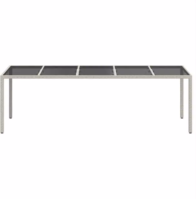 Berkfield Home White Extendable Garden Table with Poly Rattan and Tempered Glass, W/D/H: 250 x 100 x 75 cm – 1