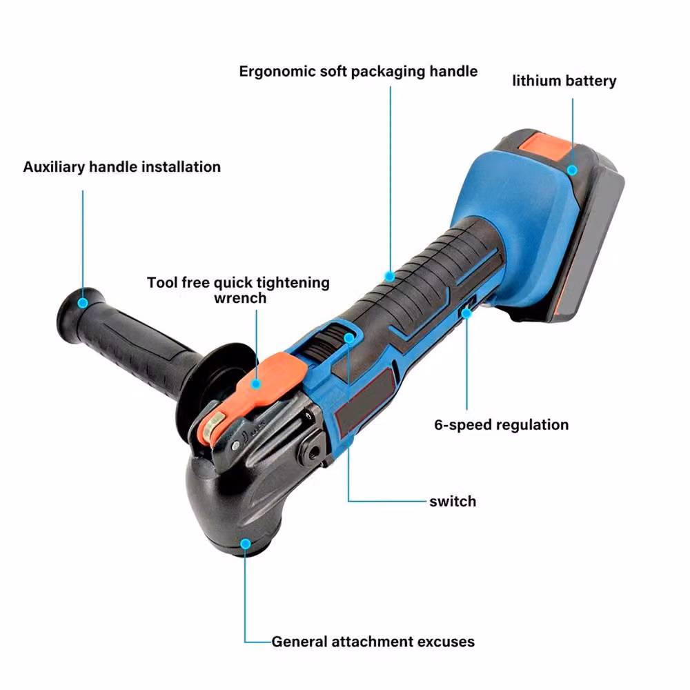 Hinsinc 21V Cordless Multi Tool with 6 Speeds, Oscillating Sander and Saw in Blue and Multicolour – 6