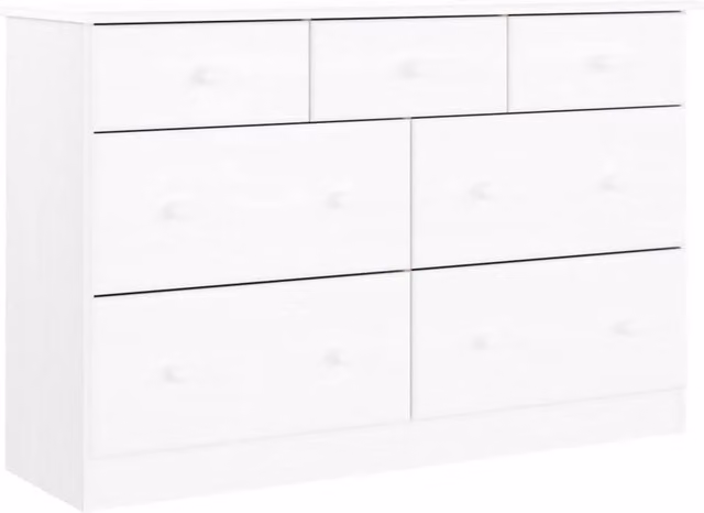 Berkfield Home ALTA Chest of Drawers in White Solid Pine, W: 112 cm, D: 35 cm, H: 73 cm