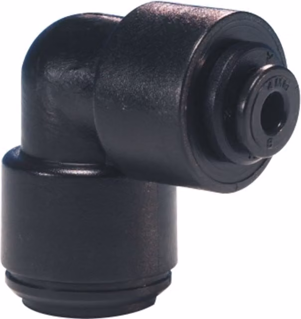 John Guest 12mm to 10mm 90 Degree Reducing Elbow in Black