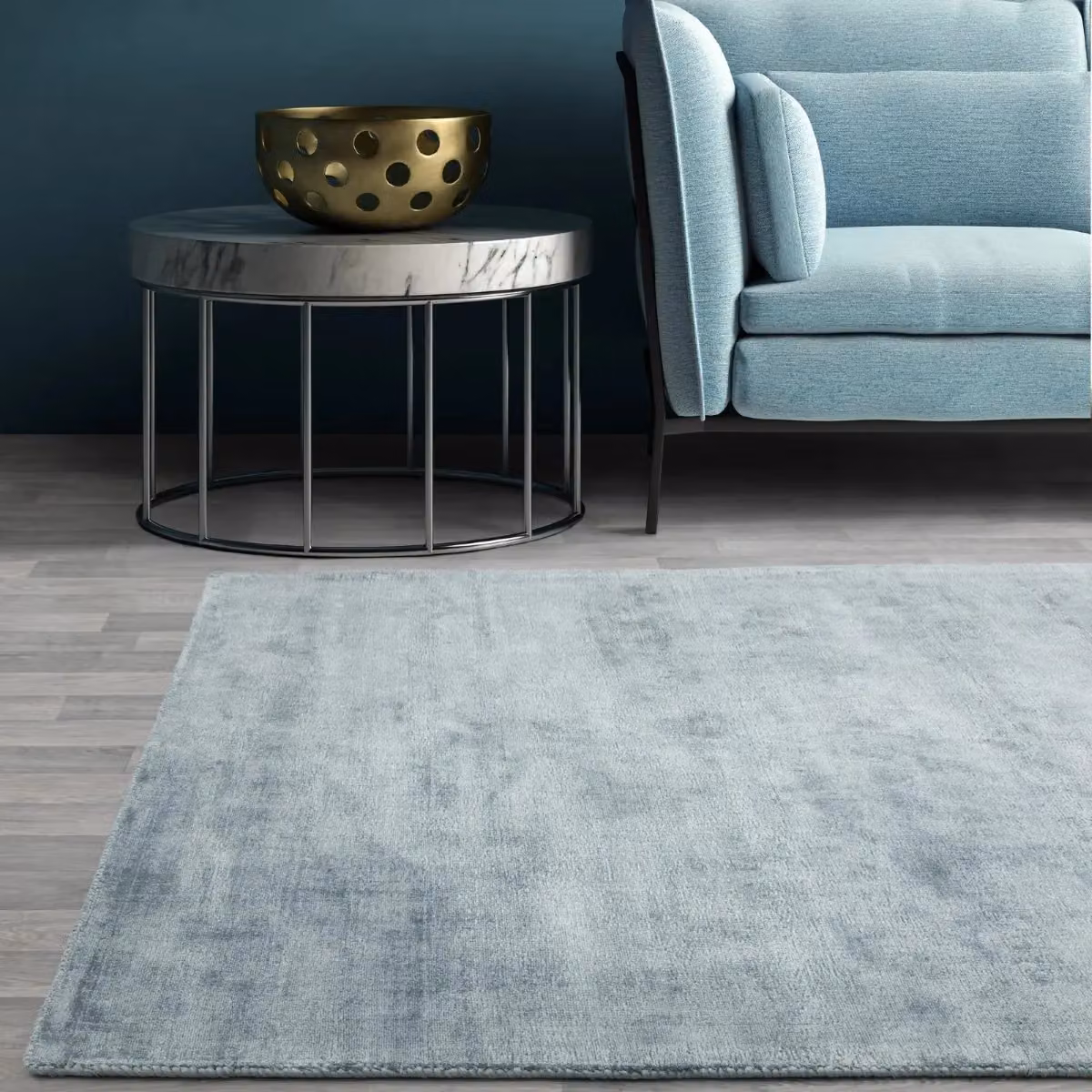 The Rug Shop UK Blue Handmade Modern Plain Viscose Area Rug W: 160 cm, D: 230 cm – 2