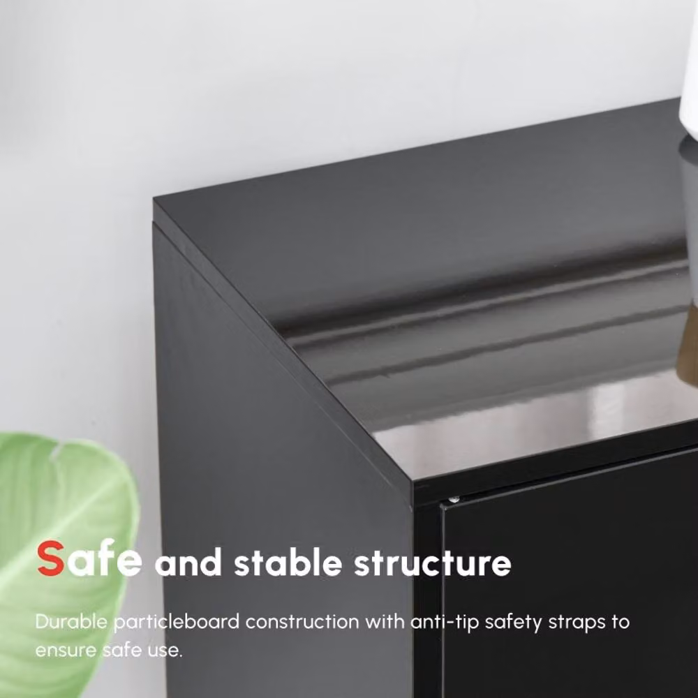 STILVORA Modern Black Sideboard with Push-Open Design – 6