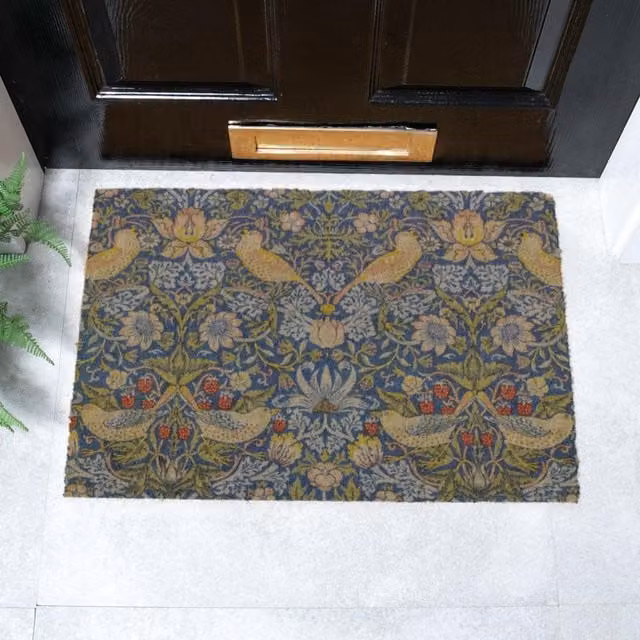 Artsy Mats Strawberry Thief William Morris Doormat in Brown and Multicolour, W: 60 cm, D: 40 cm – 1
