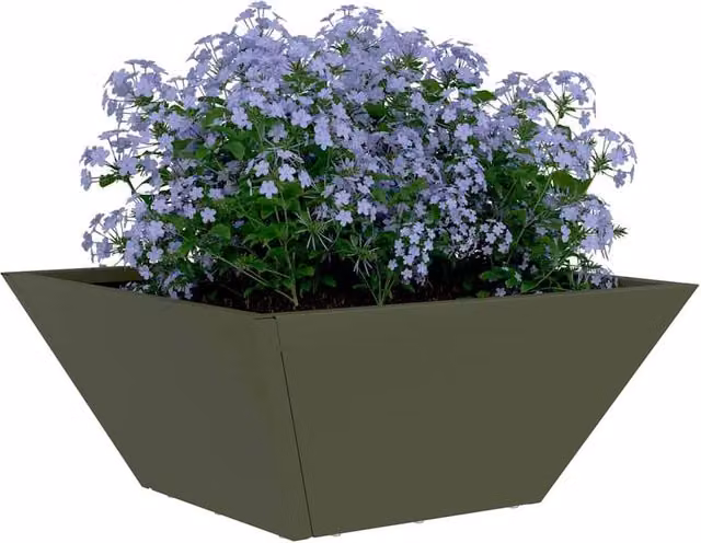 Berkfield Home 5 Piece Steel Planter Tub Set in Olive Green, W/D/H: 35 x 35 x 15 cm